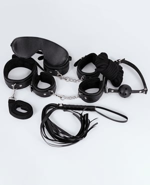 Lust PU Leather 7 Pack Lite Bondage Set – Black by Lust product image