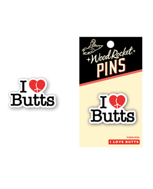 Wood Rocket I Love Butts Enamel Pin by Wood Rocket product image