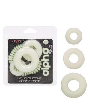 Alpha Liquid Silicone Glow in the Dark Cock Ring – Set of 3 by Alpha Liquid Silicone product image
