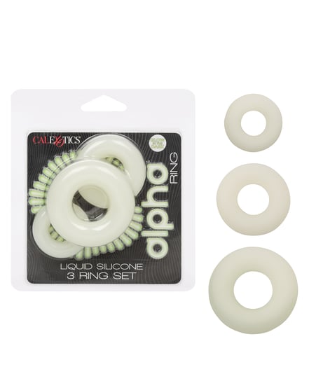 Alpha Liquid Silicone Glow in the Dark Cock Ring – Set of 3 by Alpha Liquid Silicone product image
