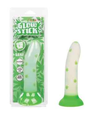 Glow Stick Leaf Suction Cup Glow-in-the-Dark Dildo – Green by Glow Stick product image
