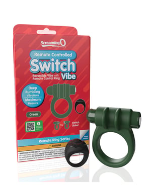 Screaming O Switch Remote Controlled Vibrating Ring – Green by Screaming O product image
