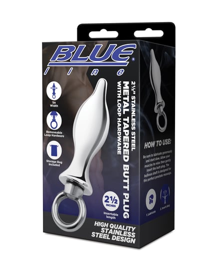 Blue Line 2.5″ Stainless Steel Metal Tapered Butt Plug With Loop Hardware by Blue Line product image