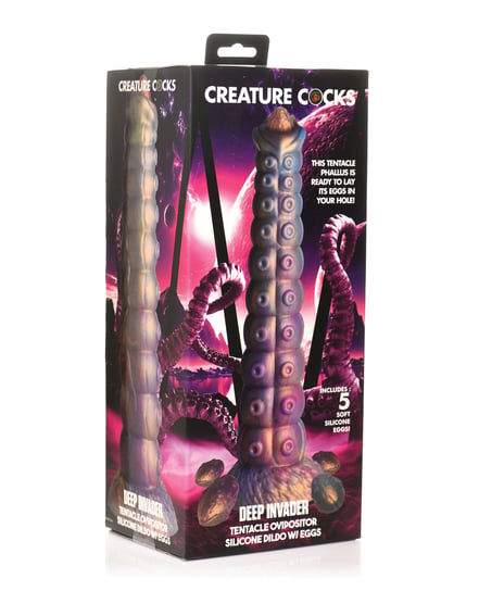 Creature Cocks Deep Invader Tentacle Ovipositor Silicone Dildo w/Eggs – Multi Color by Creature Cocks product image
