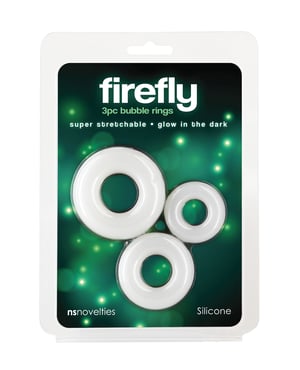 Firefly Glow in the Dark Bubble Cock Rings – White, Pack of 3 by Firefly product image