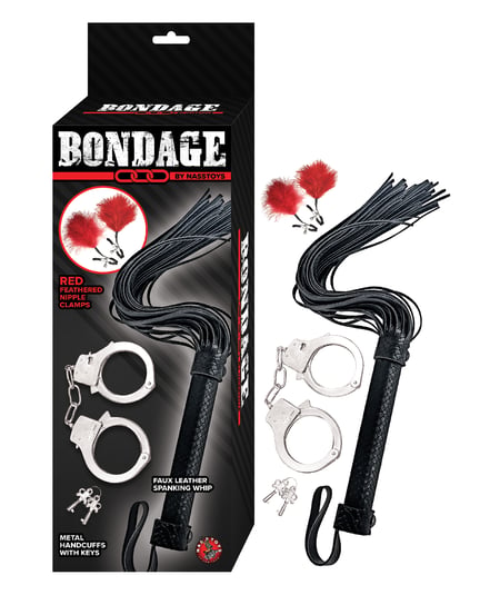 Bondage by Nasstoys Whip & Cuff Set – Red by Nasstoys product image