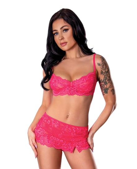 Get It Girl Lace Bra w/Skirt & Thong – Pink L/XL by Exposed product image
