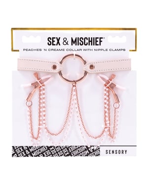 Sex & Mischief Peaches ‘n CreaMe Collar w/Nipple Clamps by Sex & Mischief product image