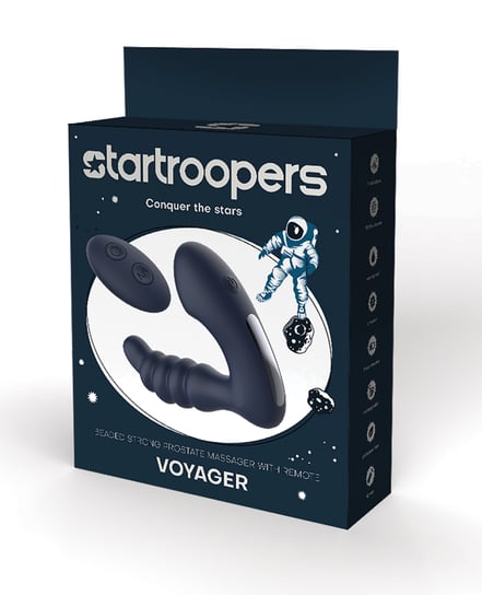 Star Troopers Voyager Beaded Strong Prostate Massager w/Remote – Black by Star Troopers product image
