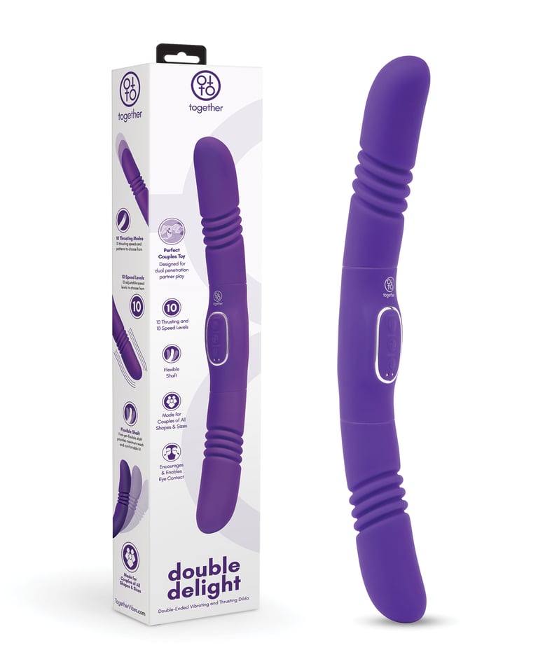 Together Double Delight Double-Ended Vibrating & Thrusting Vibrator – Purple by Together product image