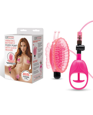 Lux Fetish Vibrating Butterfly Pussy Pump w/Quick Release – Pink by Lux Fetish product image