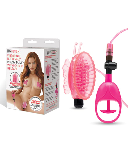 Lux Fetish Vibrating Butterfly Pussy Pump w/Quick Release – Pink by Lux Fetish product image