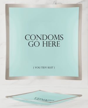 Warm Human Condoms Go Here Glass Trinket Tray by Warm Human product image
