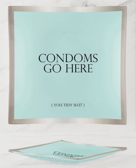 Warm Human Condoms Go Here Glass Trinket Tray by Warm Human product image