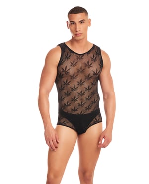 Rainbow Party Night Blaze Singlet 2 pc Set w/Thong – Black S/M by Rene Rofe and Pink Lipstick product image