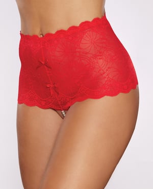 Allure Passion & Pearl High Waist Crotchless w/Pearls – Red O/S by Allure product image