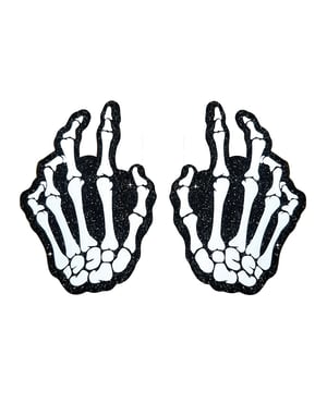 Neva Nude Holographic Skeleton Hands Pasties – White/Black O/S by Neva Nude product image