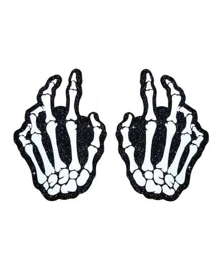 Neva Nude Holographic Skeleton Hands Pasties – White/Black O/S by Neva Nude product image