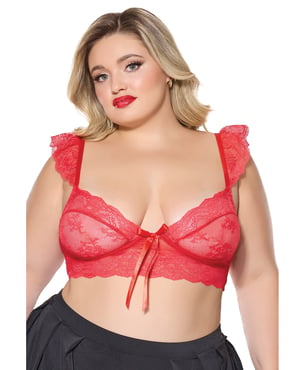 Scallop Stretch Lace Soft Cup Bralette – Red QN by Coquette product image