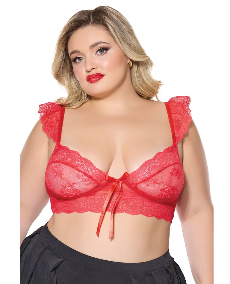 Scallop Stretch Lace Soft Cup Bralette – Red QN by Coquette product image