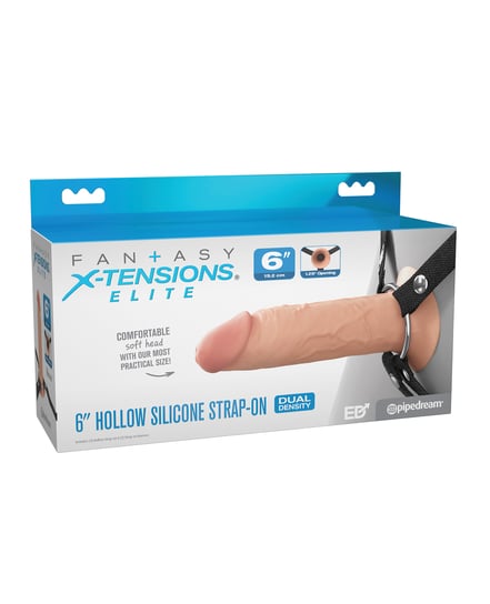 Fantasy X-tensions Elite 6″ Silicone Hollow Strap-on w/Harness – Light by Fantasy X-tensions product image