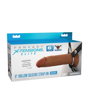 Fantasy X-tensions Elite 6″ Silicone Hollow Strap-on w/Harness – Brown by Fantasy X-tensions product image