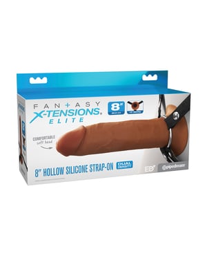 Fantasy X-Tensions Elite 8″ Silicone Hollow Strap-on w/Harness – Brown by Fantasy X-tensions product image