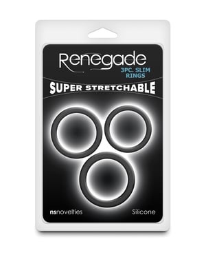 Renegade Slim Cock Rings – Black, 3 pc Set by Renegade product image