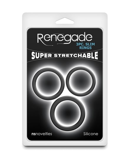 Renegade Slim Cock Rings – Black, 3 pc Set by Renegade product image