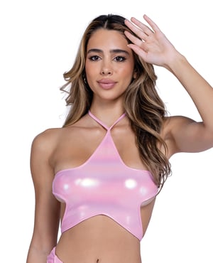 Metallic Iridescent Star Tie Top – Pink LG by Roma Confidential product image