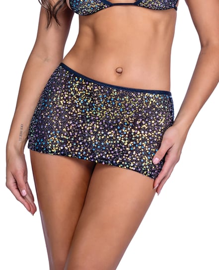 Sequin Fishnet Skirt – Black/Multi SM by Roma Confidential product image