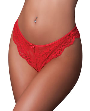 Sugar High Split Crotch Panty – Red S/M by Exposed product image