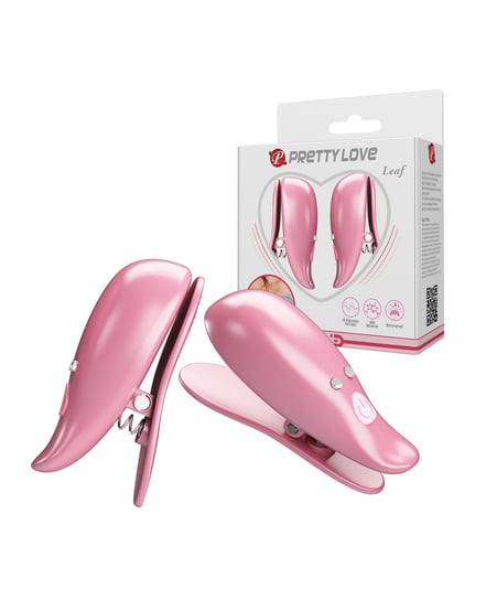 Pretty Love Leaf Wireless Vibrating Nipple Clamps – Pink by Pretty Love product image