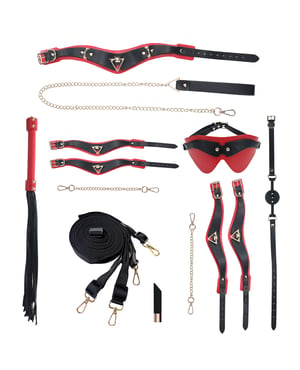 Shots Ouch! Milan Collection Bondage Kit w/Bag – Black/Red by Ouch product image