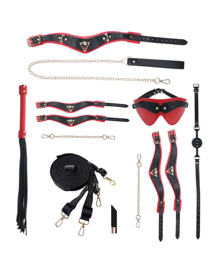 Shots Ouch! Milan Collection Bondage Kit w/Bag – Black/Red by Ouch product image