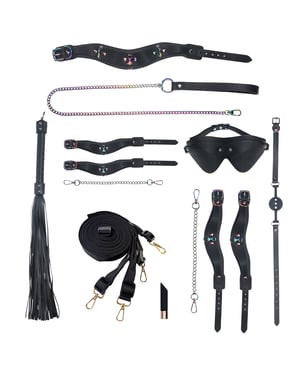 Shots Ouch! Venice Collection Bondage Kit w/Bag – Black/Iridescent by Ouch product image