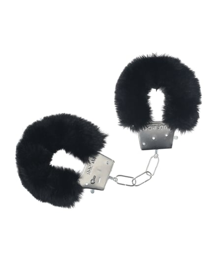 Shots Ouch! Classic Fluffy Handcuffs – Black by Ouch product image