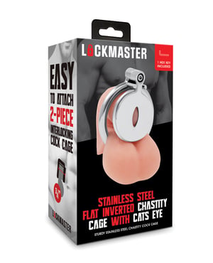 Lockmaster Stainless Steel Inverted Chastity Cage w/Cats Eye – Silver by Lockmaster product image