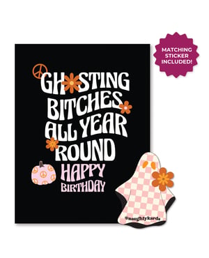 Halloween Ghosting Birthday Greeting Card w/Sticker by Kush Kards product image