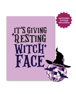 Halloween Witch Face Greeting Card w/Sticker by Kush Kards product image