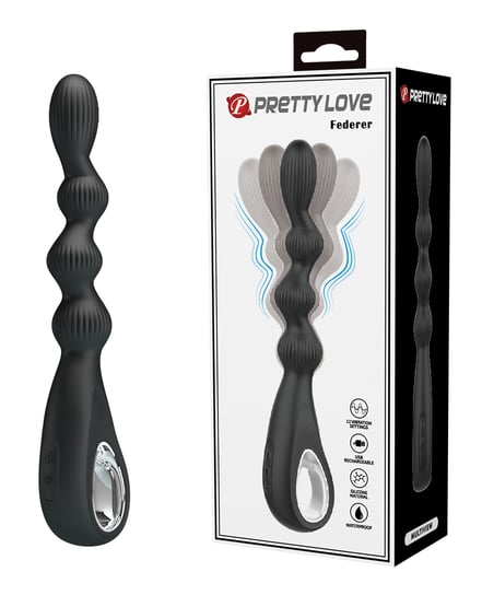 Pretty Love Federer Vibrating Beaded Anal Probe – Black by Pretty Love product image