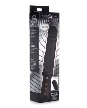 Master Series 8X Auto Pounder Vibrating & Thrusting Dildo w/Handle – Black by Master Series product image