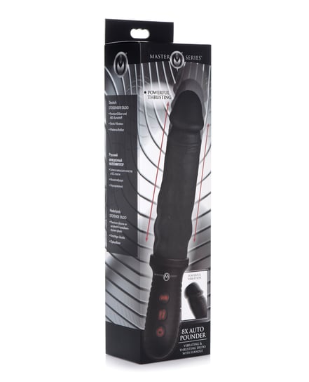 Master Series 8X Auto Pounder Vibrating & Thrusting Dildo w/Handle – Black by Master Series product image