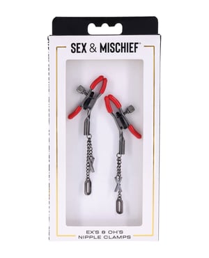 Sex & Mischief Ex’s & Oh’s Nipple Clamps – Red/Black by Sex & Mischief product image