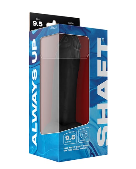 Shaft Model C Flexskin Liquid Silicone 9.5″ Curved Dong w/Balls – Black by Shaft product image