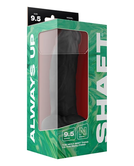 Shaft Model N Flexskin Liquid Silicone 9.5″ Side Curve Dong w/Balls – Black by Shaft product image