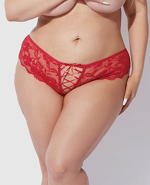 Bella Lace Up Tanga Panty w/Jewel Detail – Red 3X/4X by House of Desire product image