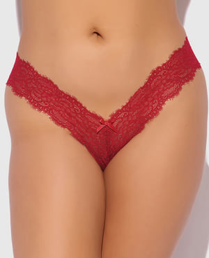 Lana Sheer Lace V-Thong – Red 3X/4X by House of Desire product image