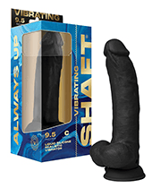 Shaft Flexskin Liquid Silicone 9.5″ Vibrating Curved Dong w/Balls – Black by Shaft product image