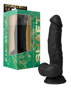 Shaft Flexskin Liquid Silicone 8.5″ Vibrating Side Curve Dong w/Balls – Black by Shaft product image